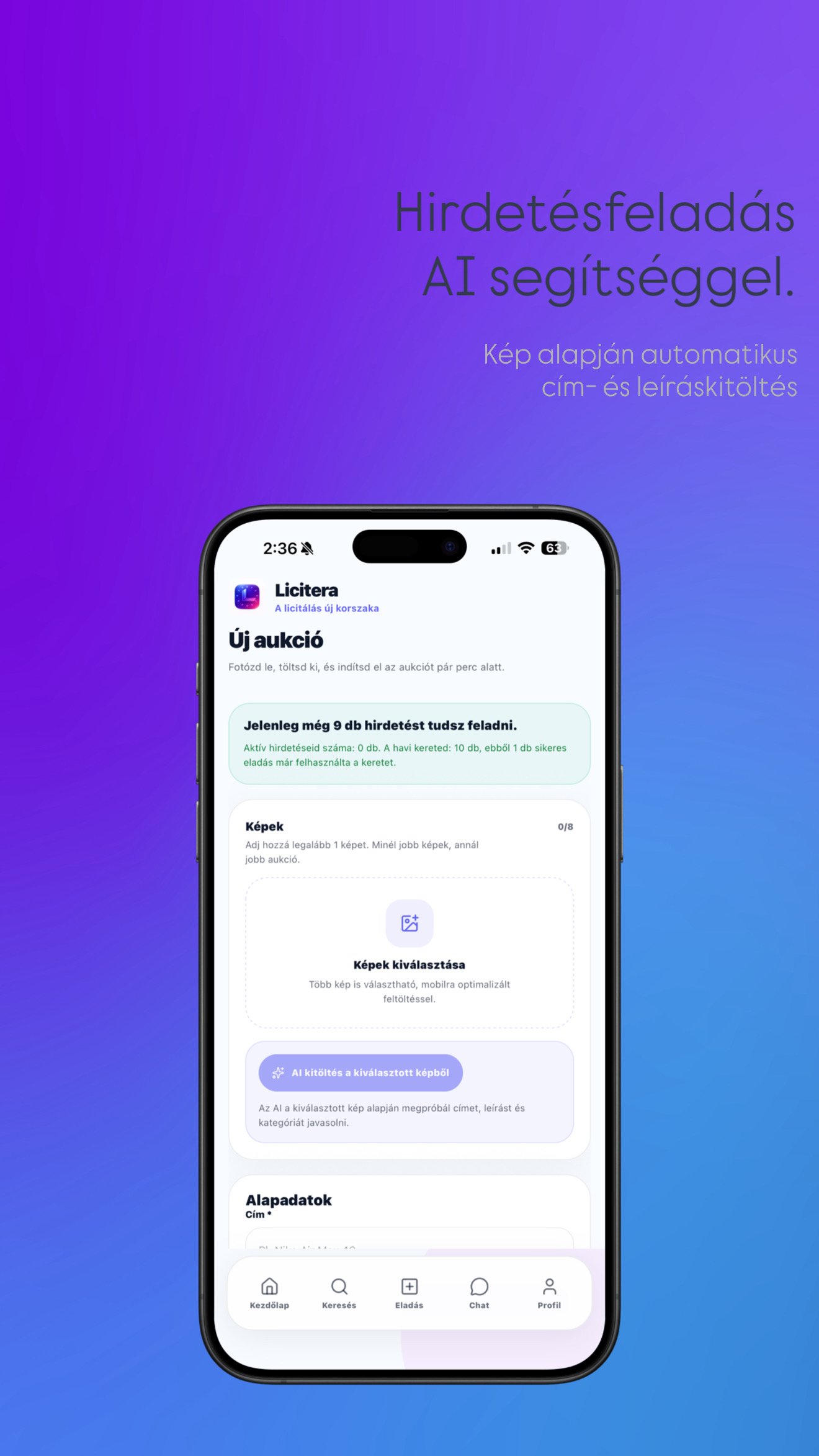 AI hirdetésfeladás előnézet